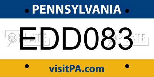 EDD083 Pennsylvania License Plate
