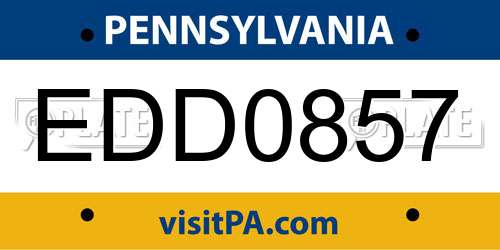 EDD0857 Pennsylvania License Plate