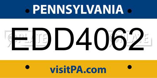 EDD4062 Pennsylvania License Plate