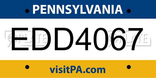 EDD4067 Pennsylvania License Plate