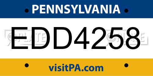 EDD4258 Pennsylvania License Plate