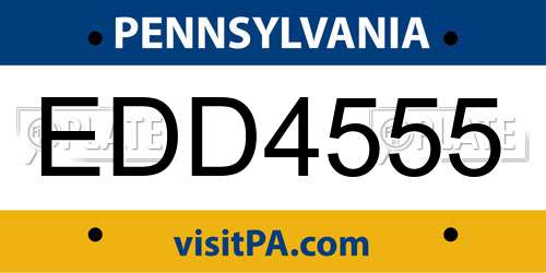 EDD4555 Pennsylvania License Plate