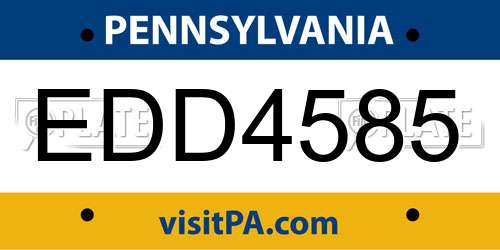 EDD4585 Pennsylvania License Plate
