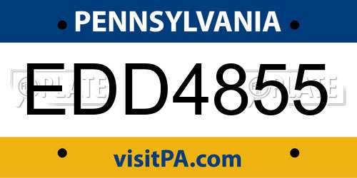 EDD4855 Pennsylvania License Plate