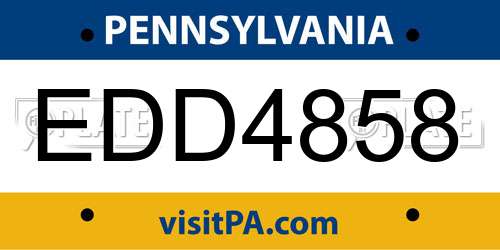 EDD4858 Pennsylvania License Plate