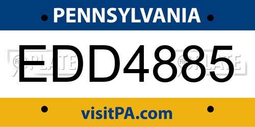 EDD4885 Pennsylvania License Plate