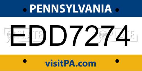 EDD7274 Pennsylvania License Plate