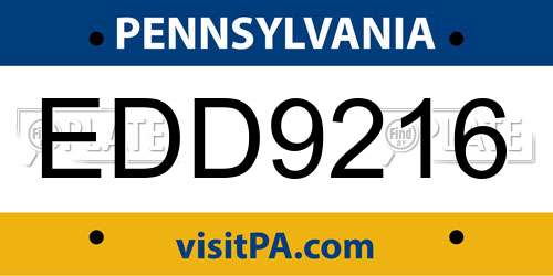 EDD9216 Pennsylvania License Plate