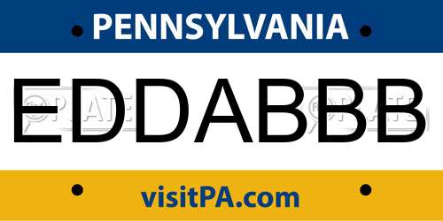 EDDABBB Pennsylvania License Plate