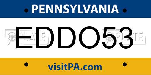 EDDO53 Pennsylvania License Plate