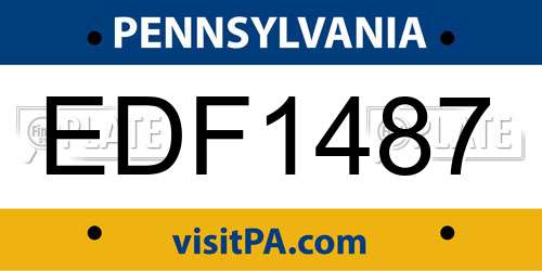 EDF1487 Pennsylvania License Plate