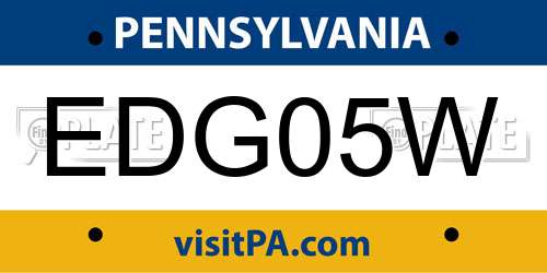 EDG05W Pennsylvania License Plate