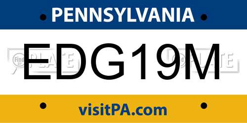 EDG19M Pennsylvania License Plate