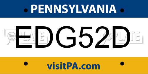 EDG52D Pennsylvania License Plate