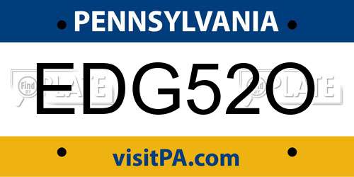 EDG52O Pennsylvania License Plate