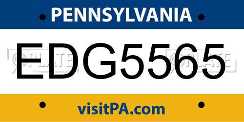 EDG5565 Pennsylvania License Plate