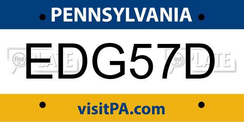EDG57D Pennsylvania License Plate