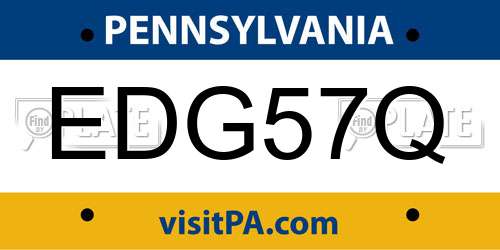 EDG57Q Pennsylvania License Plate