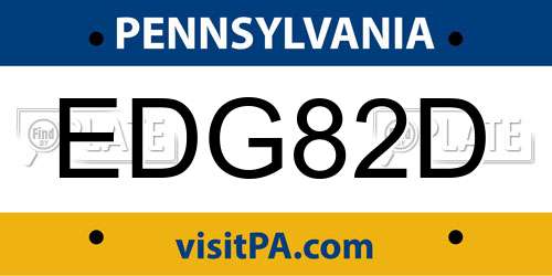 EDG82D Pennsylvania License Plate