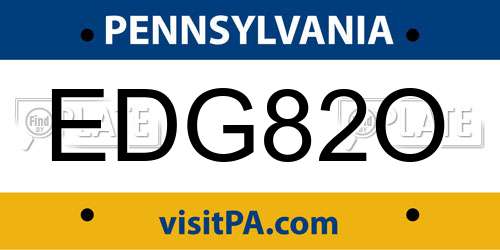 EDG82O Pennsylvania License Plate