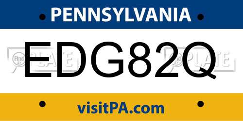 EDG82Q Pennsylvania License Plate