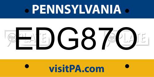 EDG87O Pennsylvania License Plate