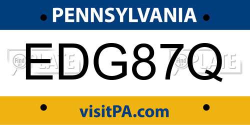 EDG87Q Pennsylvania License Plate