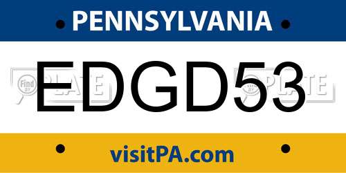 EDGD53 Pennsylvania License Plate