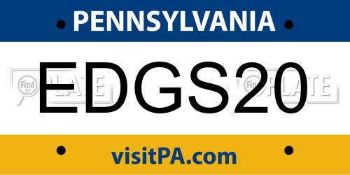 EDGS20 Pennsylvania License Plate