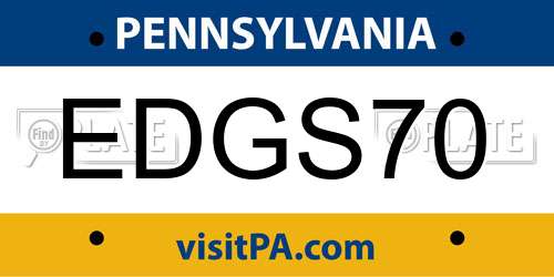 EDGS70 Pennsylvania License Plate