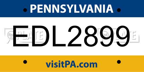 EDL2899 Pennsylvania License Plate