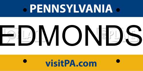 EDMONDS Pennsylvania License Plate