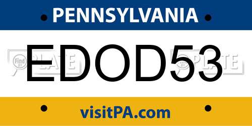 EDOD53 Pennsylvania License Plate