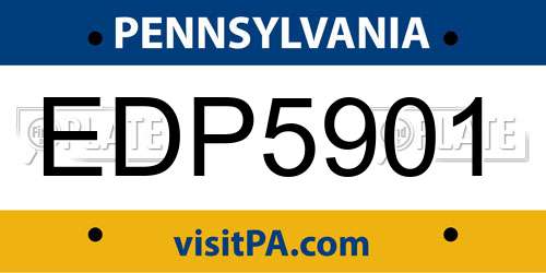EDP5901 Pennsylvania License Plate