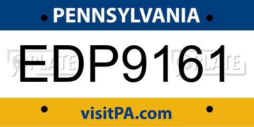 EDP9161 Pennsylvania License Plate