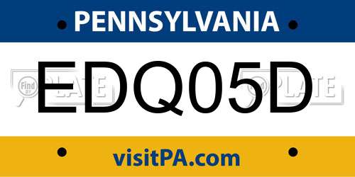 EDQ05D Pennsylvania License Plate