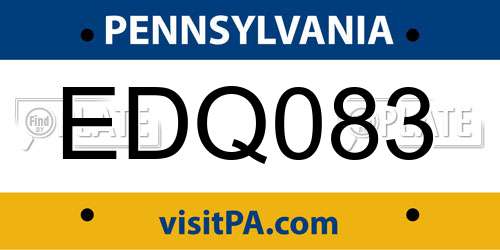 EDQ083 Pennsylvania License Plate