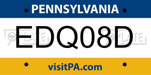 EDQ08D Pennsylvania License Plate