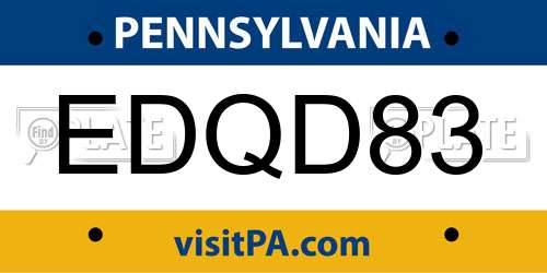 EDQD83 Pennsylvania License Plate