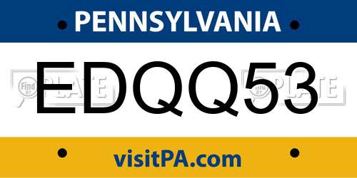 EDQQ53 Pennsylvania License Plate