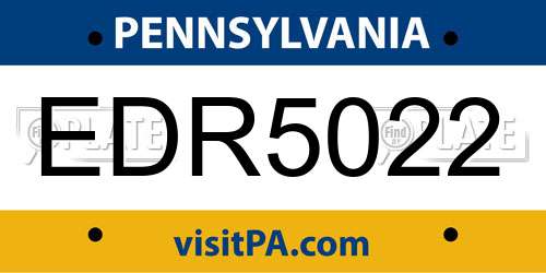 EDR5022 Pennsylvania License Plate