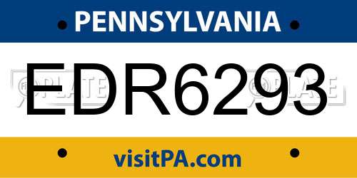 EDR6293 Pennsylvania License Plate