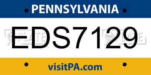 EDS7129 Pennsylvania License Plate