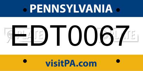 EDT0067 Pennsylvania License Plate