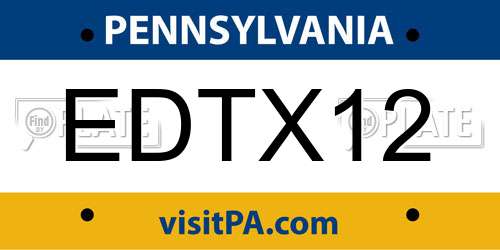EDTX12 Pennsylvania License Plate