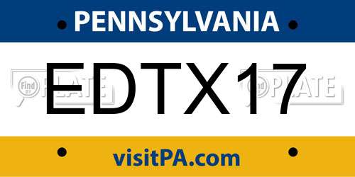 EDTX17 Pennsylvania License Plate