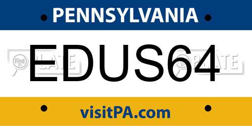 EDUS64 Pennsylvania License Plate