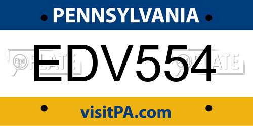 EDV554 Pennsylvania License Plate