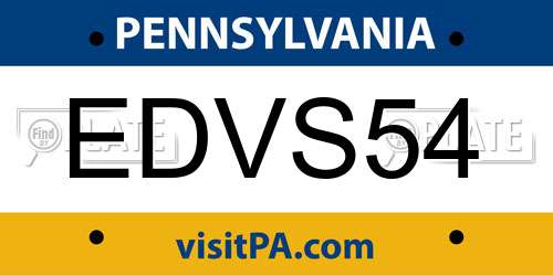 EDVS54 Pennsylvania License Plate