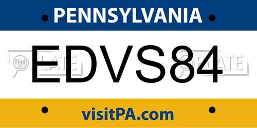 EDVS84 Pennsylvania License Plate